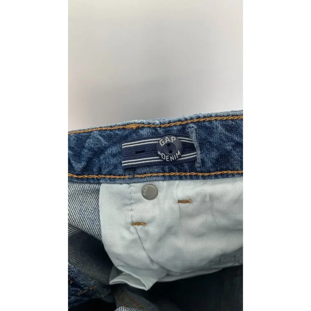 GAP Kids Girlfriend Blue Denim Floral Jeans Straight Leg Medium Wash Girls 12